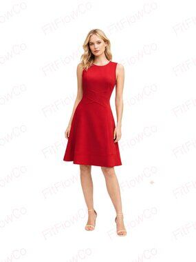 Tommy Hilfiger Red Fit & Flare Sleeveless Knee-Length Dress Size 4 EUC